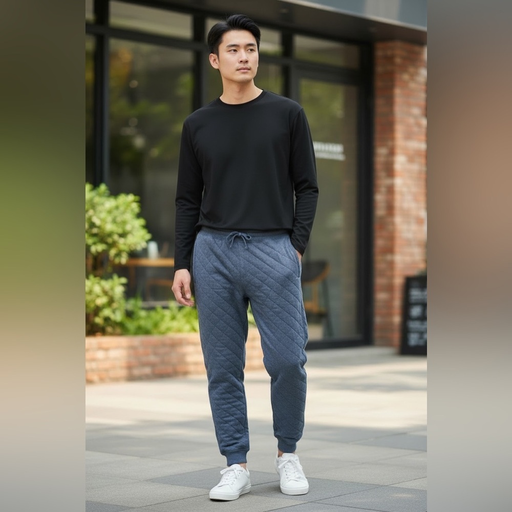 Old Navy Loose Fitted Quilted Joggers in a Blue Heathered Color